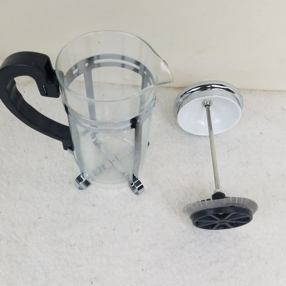 French Press Coffee Maker, Silver Chrome Accent sm‎ 2 cup personal 14 oz - Picture 6 of 8